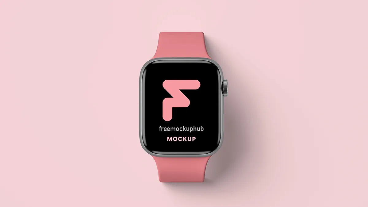 AppleWatchSeries5TopViewwithModernLeatherStrapMockup