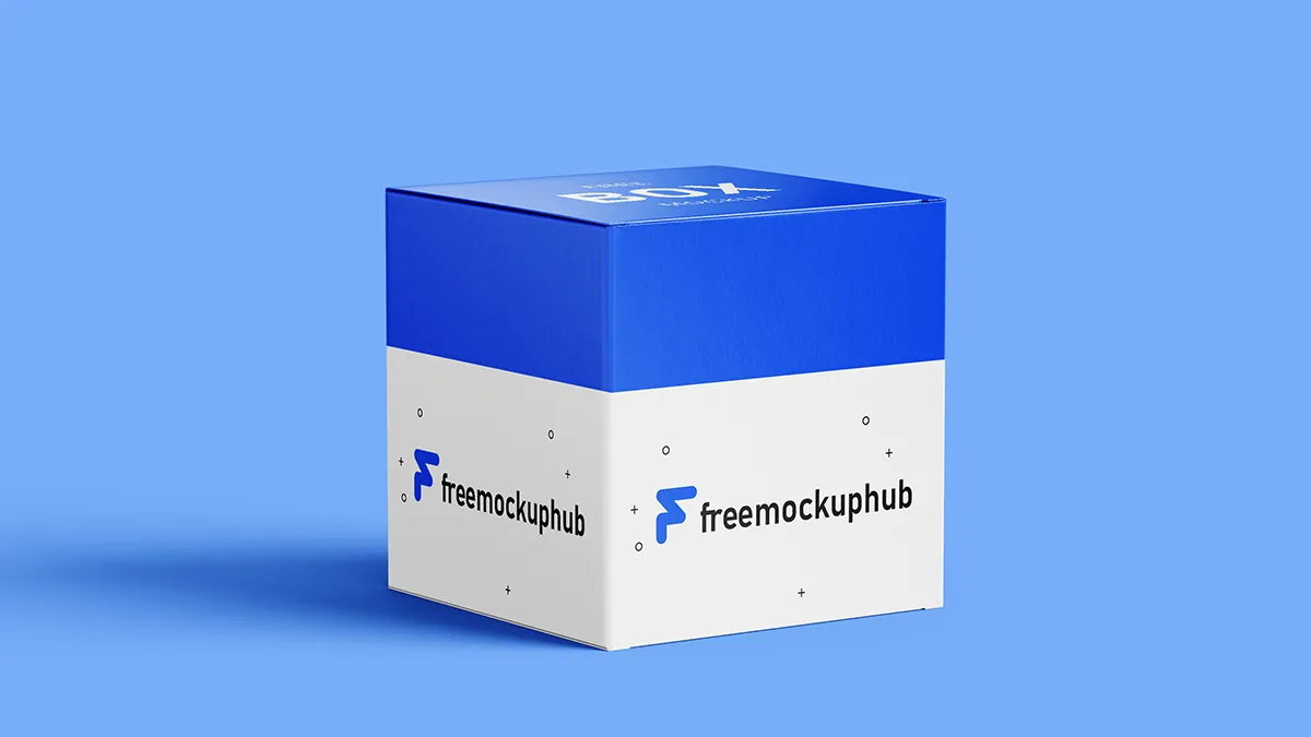 BlueRealisticCubeBoxmockup