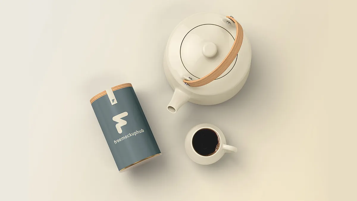 Editable Coffee Tin Packaging Mockup for Free Download