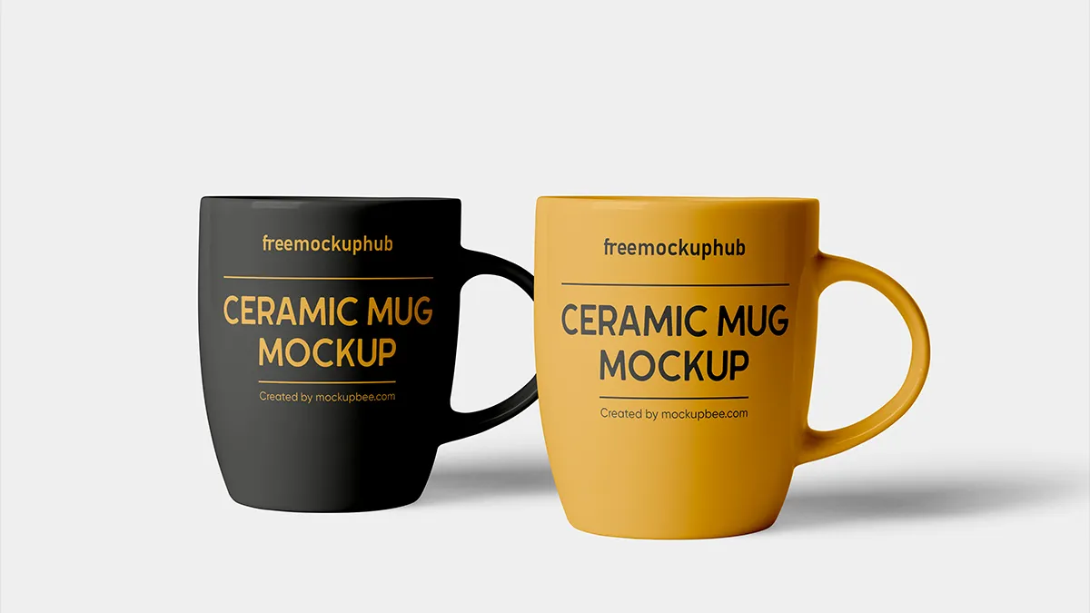 Elegant Double Ceramic Mug Mockup Free Template for Designers