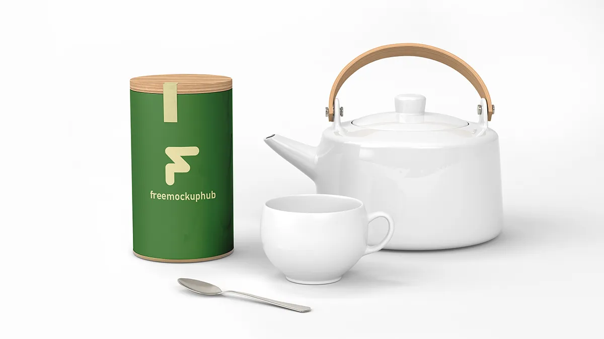 Elegant Green Tea Packaging and Branding Mockup Free Download