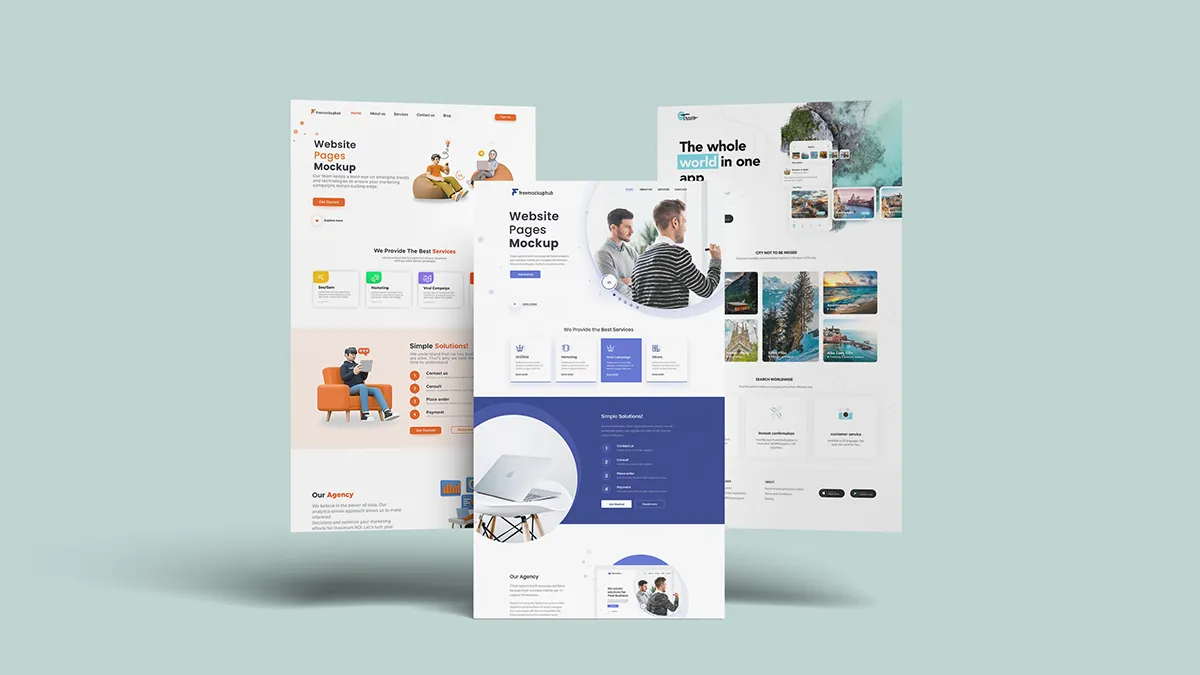 FreeCleanWebsitePagesMockup