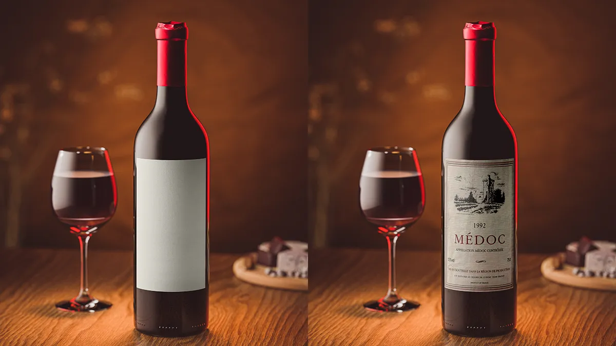 FreeStandingWineBottlewithLabelMockup