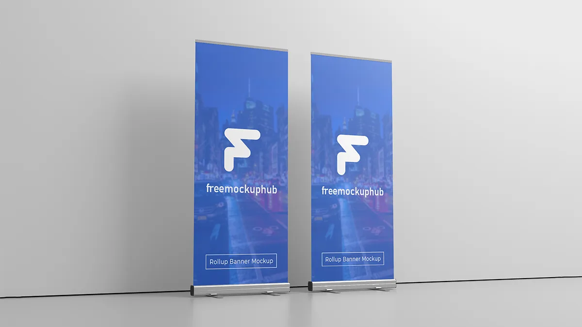 FreeVerticalTradeShowBannerStandMockup