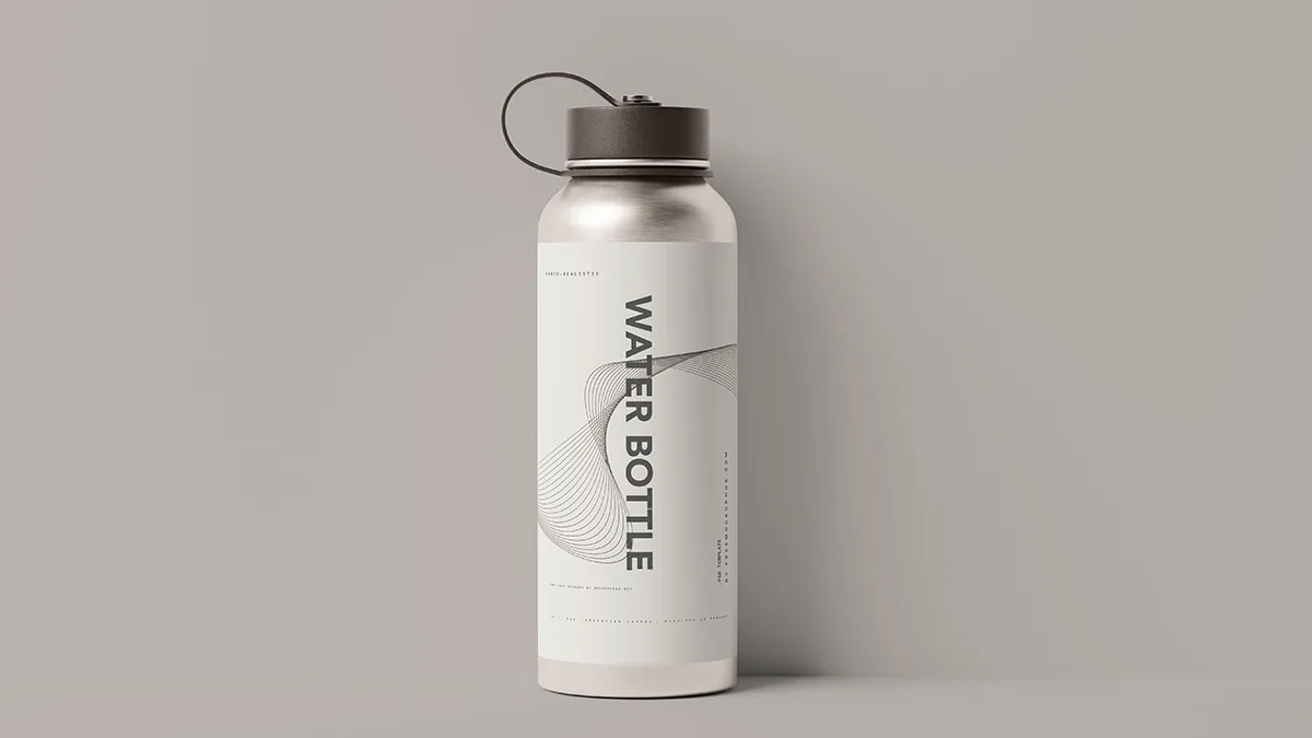 Free Modern Aluminum Drink Bottle Mockup