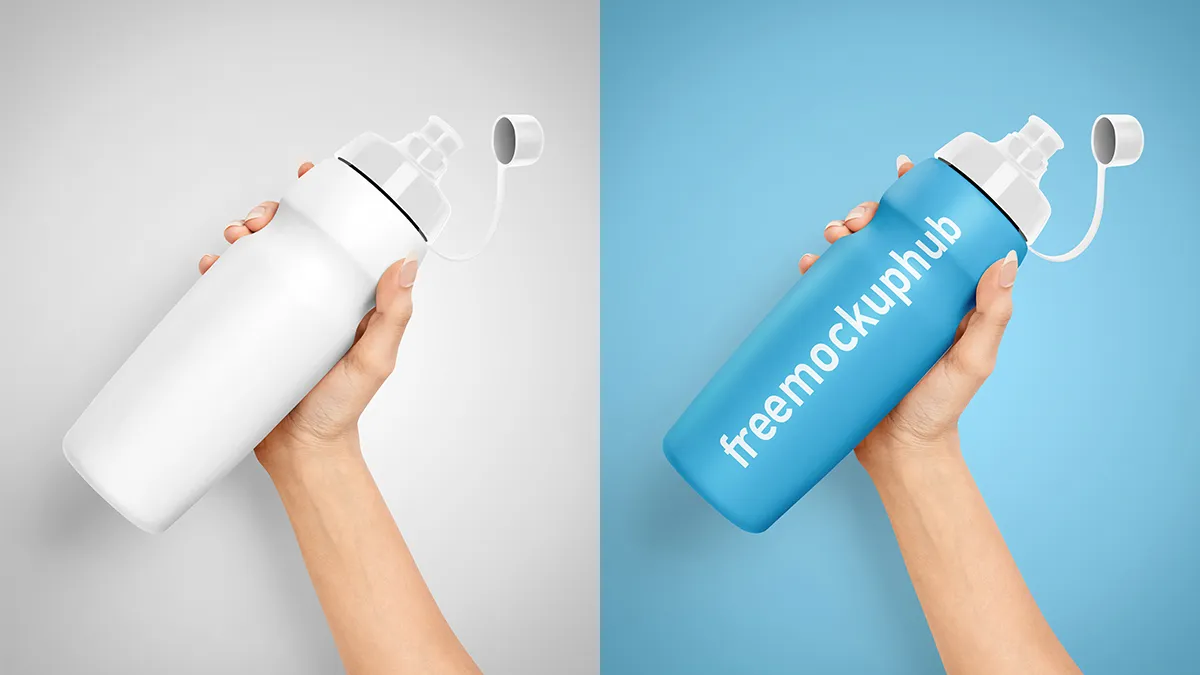 Free Plastic Sports Bottle PSD Mockup