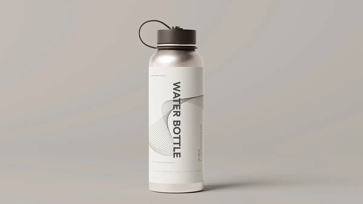 Free Sleek Aluminum Bottle Mockup