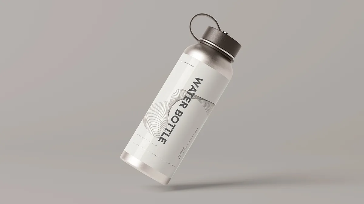 Free Sporty Aluminum Water Bottle Mockup