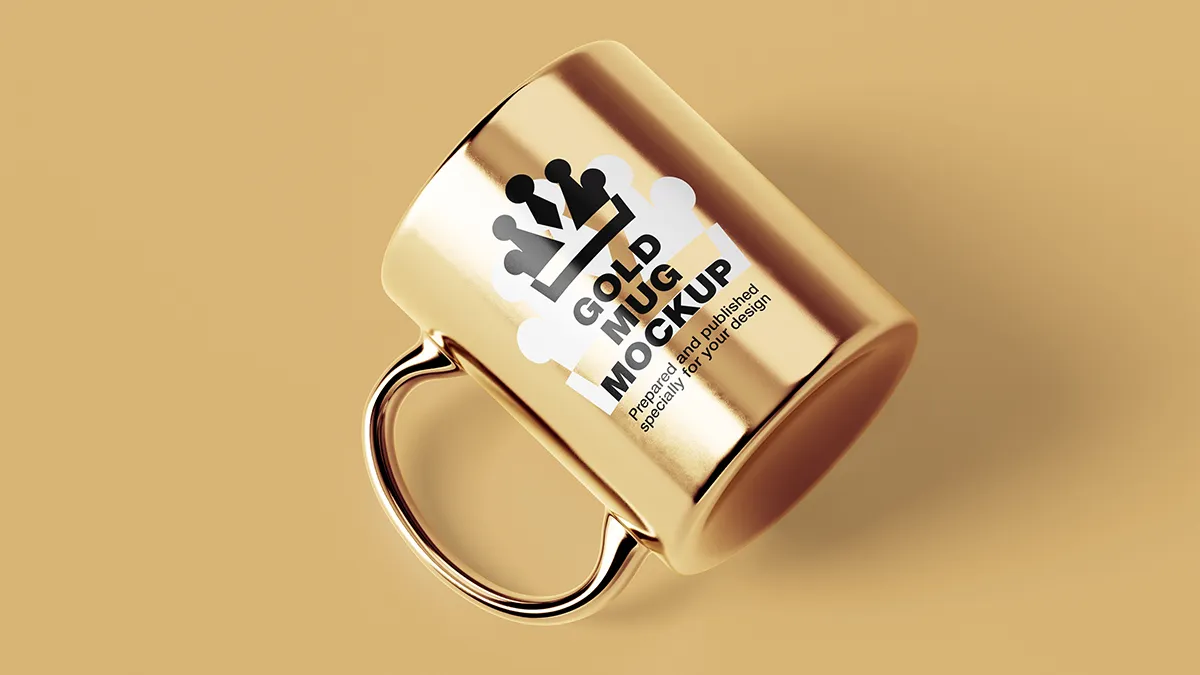 High-End Gold Mug Mockup for Creative Projects Free