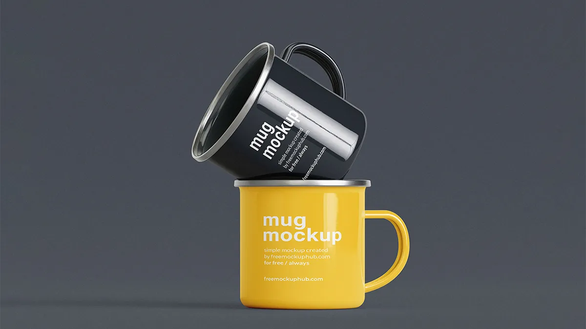 High-Quality Enamel Mug Mockup PSD Free for Personalization