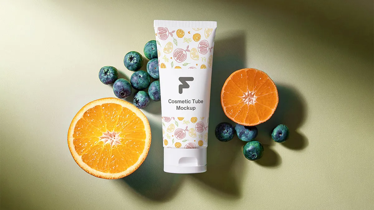 OrganicFruitCosmeticTubePackagingMockup