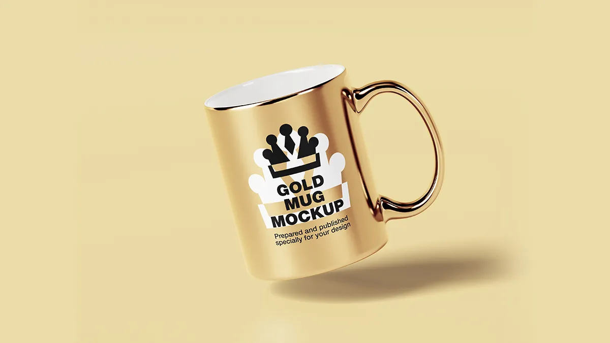 Premium Gold Mug Mockup PSD Template Free Download