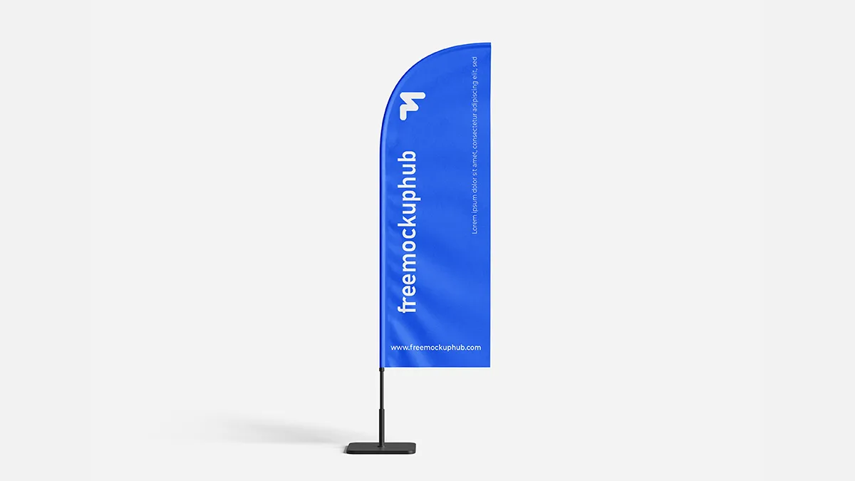 RealisticHangingBannerFlagMockup