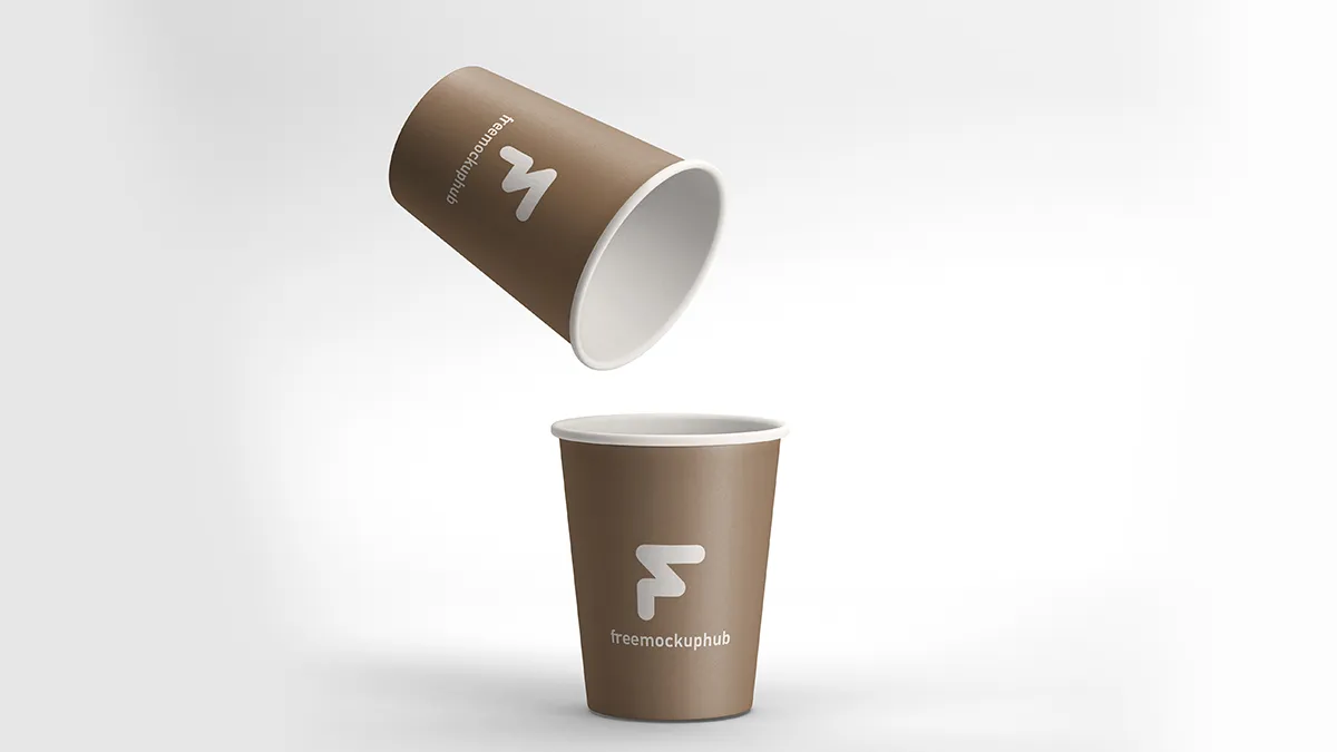 Realistic Two Coffee Cups Mockup Free Download