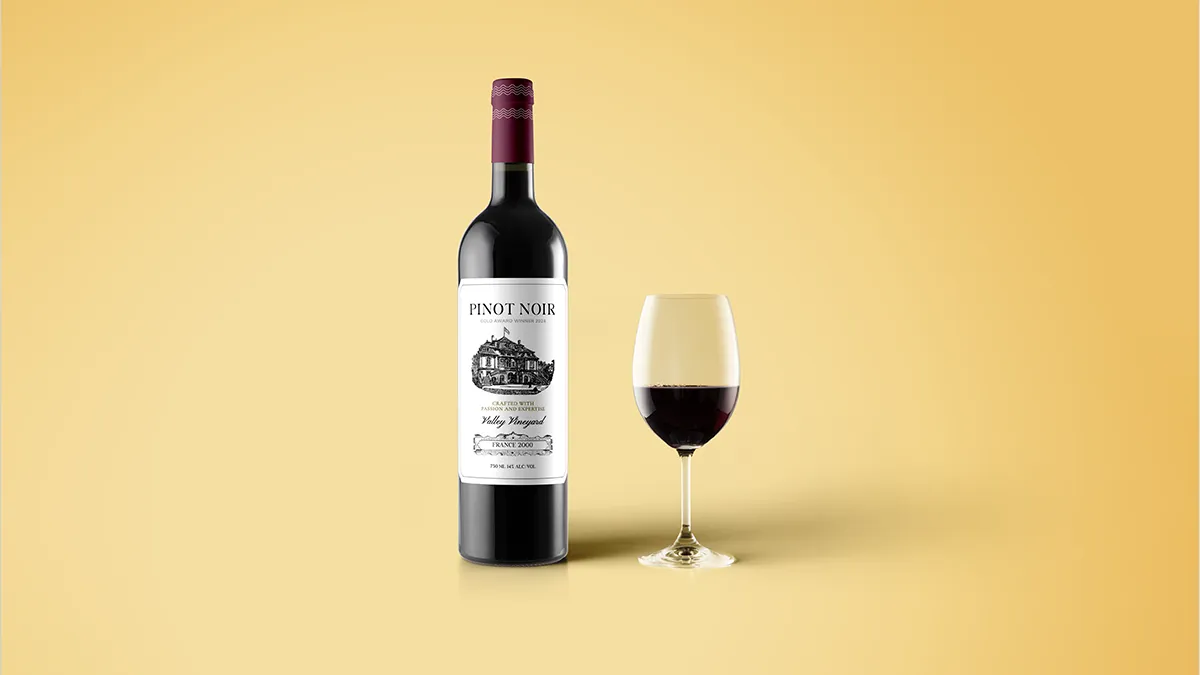 RedWineBottleandCupMockup