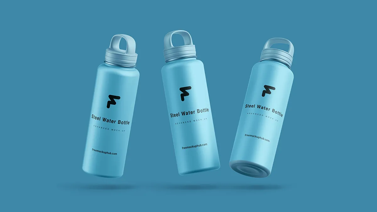 Reflective Metallic Bottle Mockup