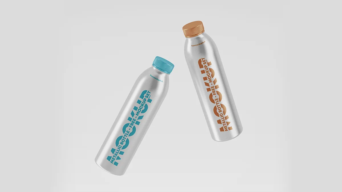 Shiny Silver Bottle Mockup