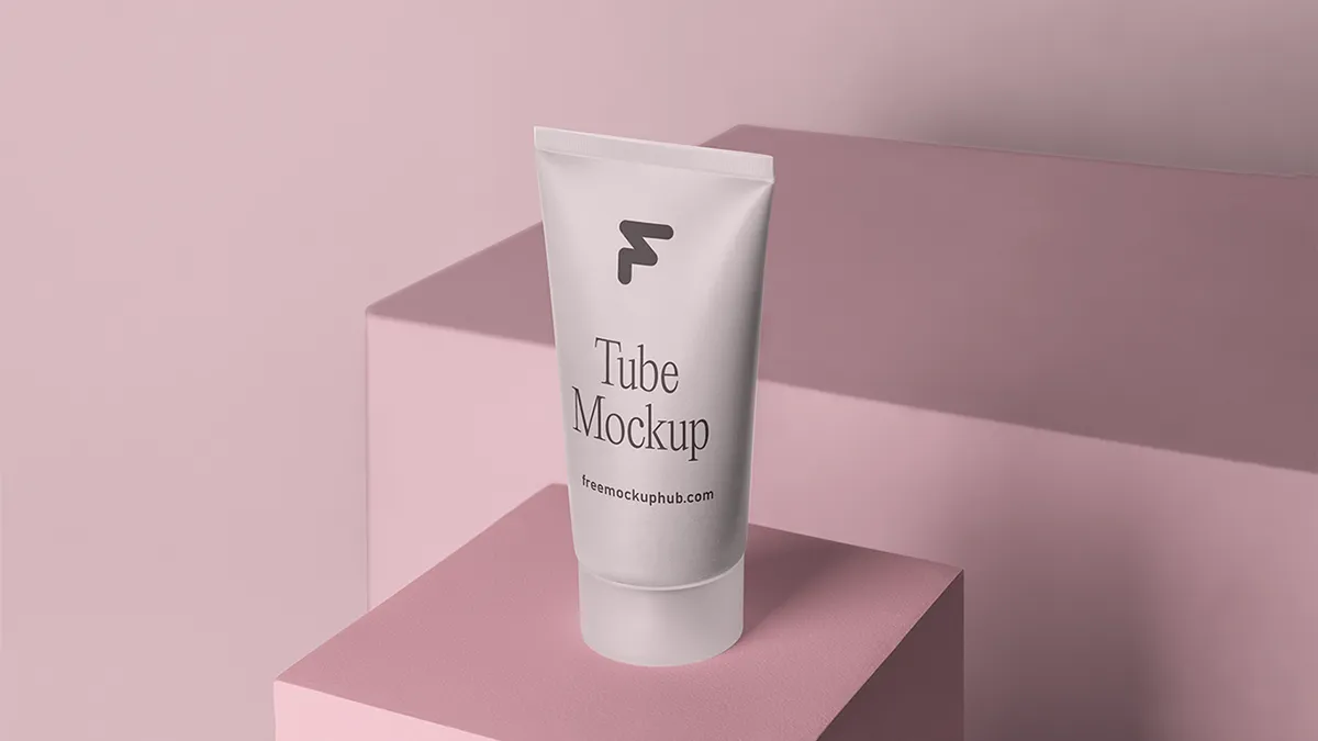 SkincareTubeDisplayOnCubeMockup