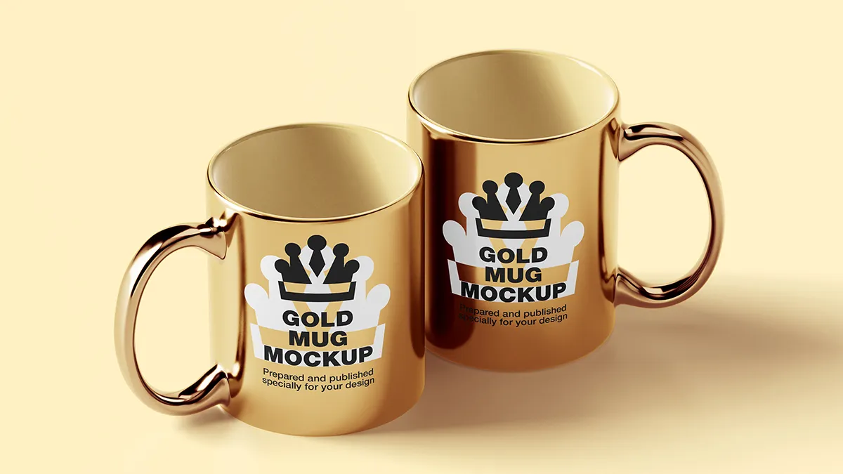 Stylish Gold Mug Mockup Free PSD for Custom Designs