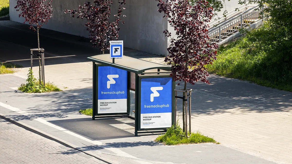 UrbanBusStopDigitalDisplayMockup