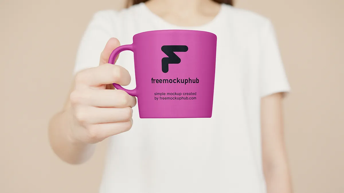 Women Holding Big Mug Mockup