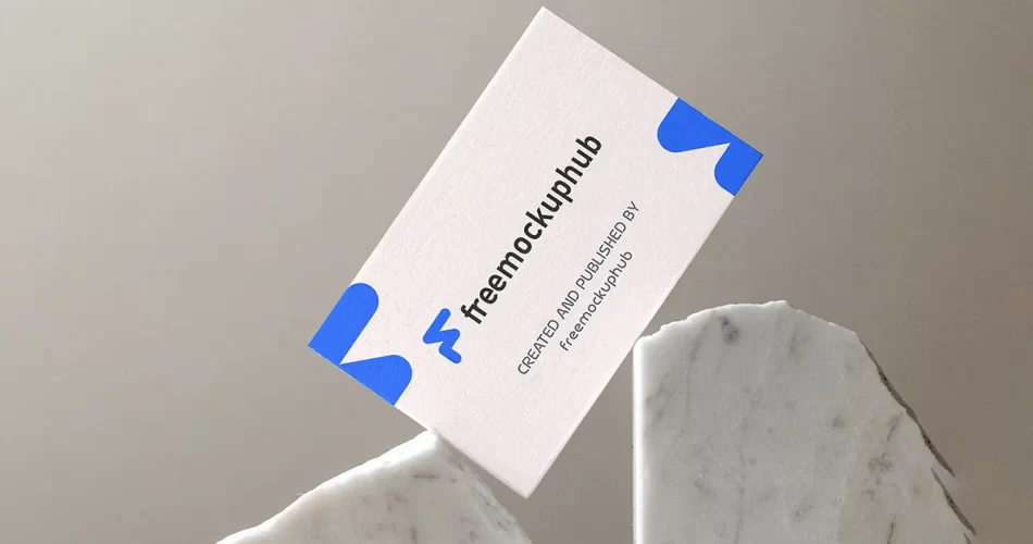 business card on marble mockup psd