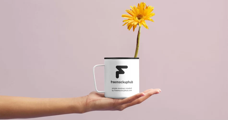 Free Flower Cup Mockup PSD
