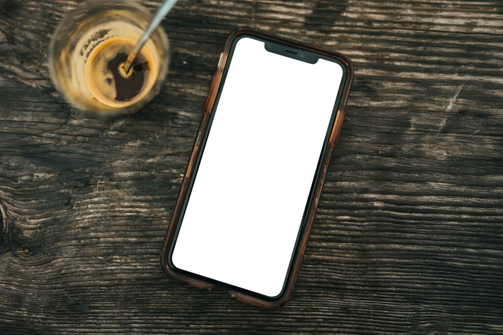 free iphone on wood mockup
