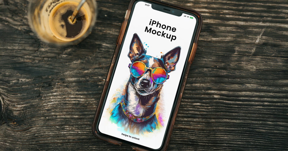 iphone on wood mockup