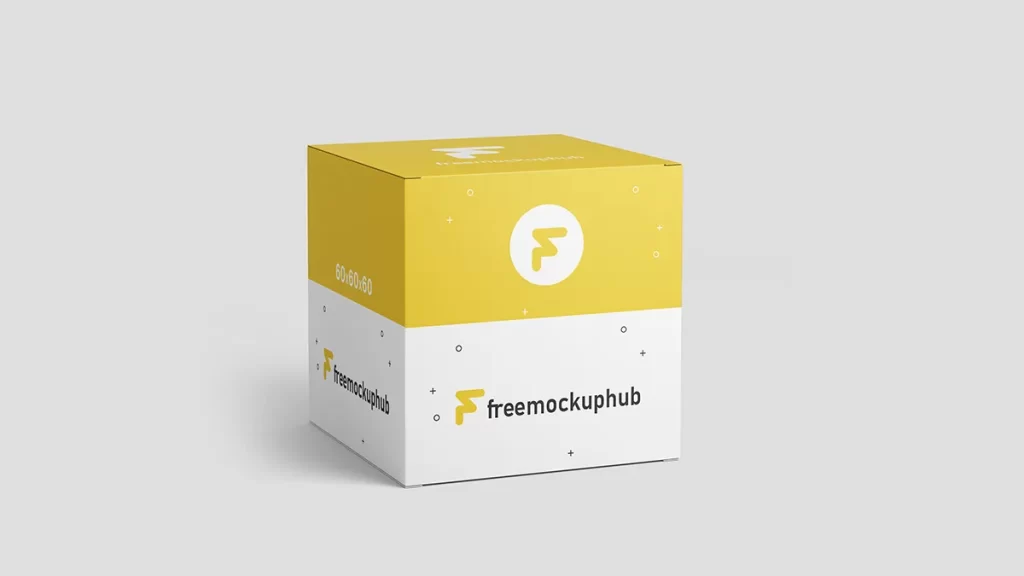free box packaging mockup psd yellow mystery box