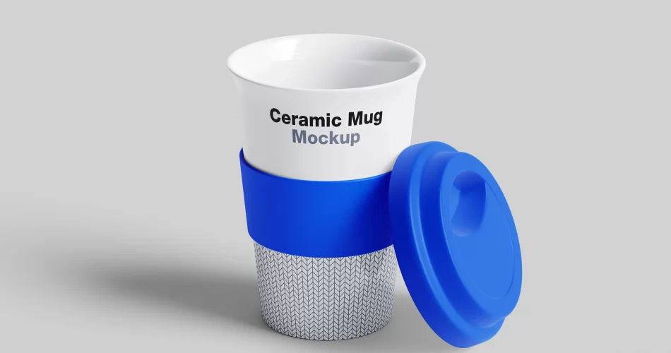 mug mockup with rubber band
